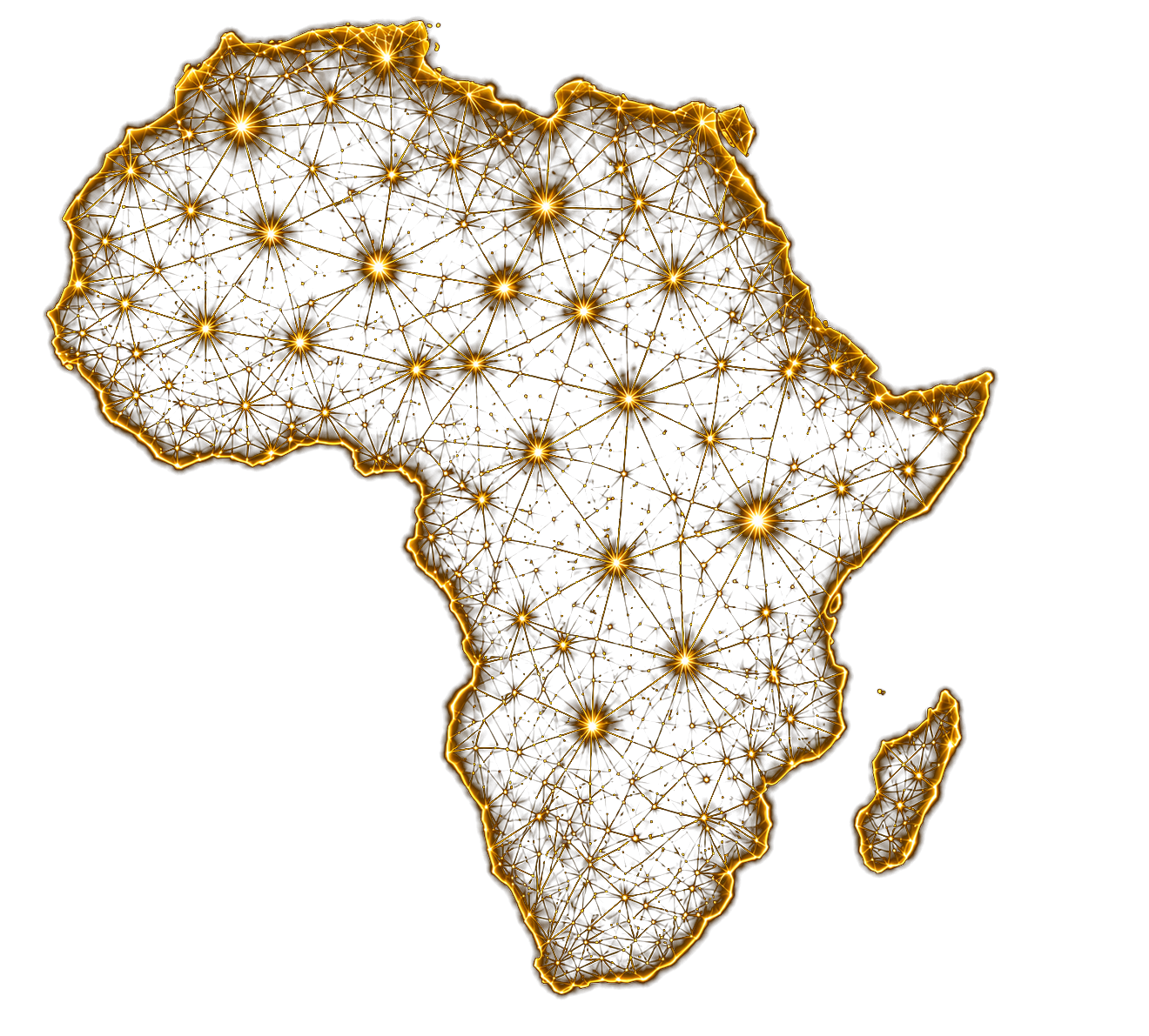Glowing digital map of Africa